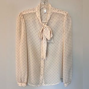Chiffon by American Apparel polka dot tie blouse